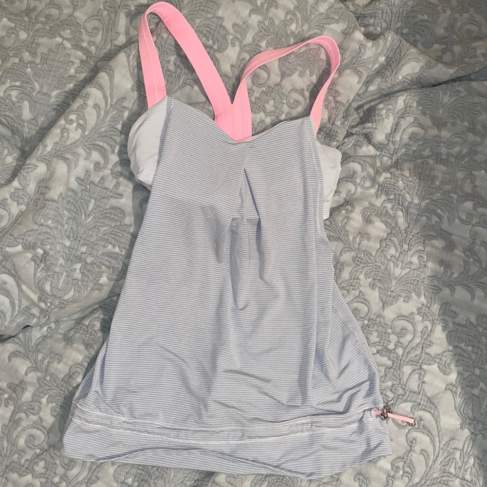 Lululemon tank top pink gray built in bra